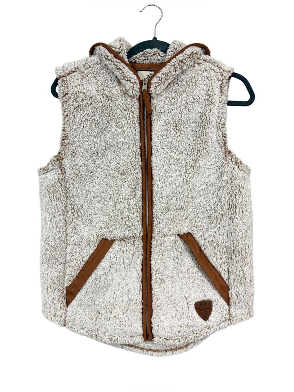 Legendary Whitetails Women's Small Fuzzy Hide Fleece Hooded Vest Zipper Pockets